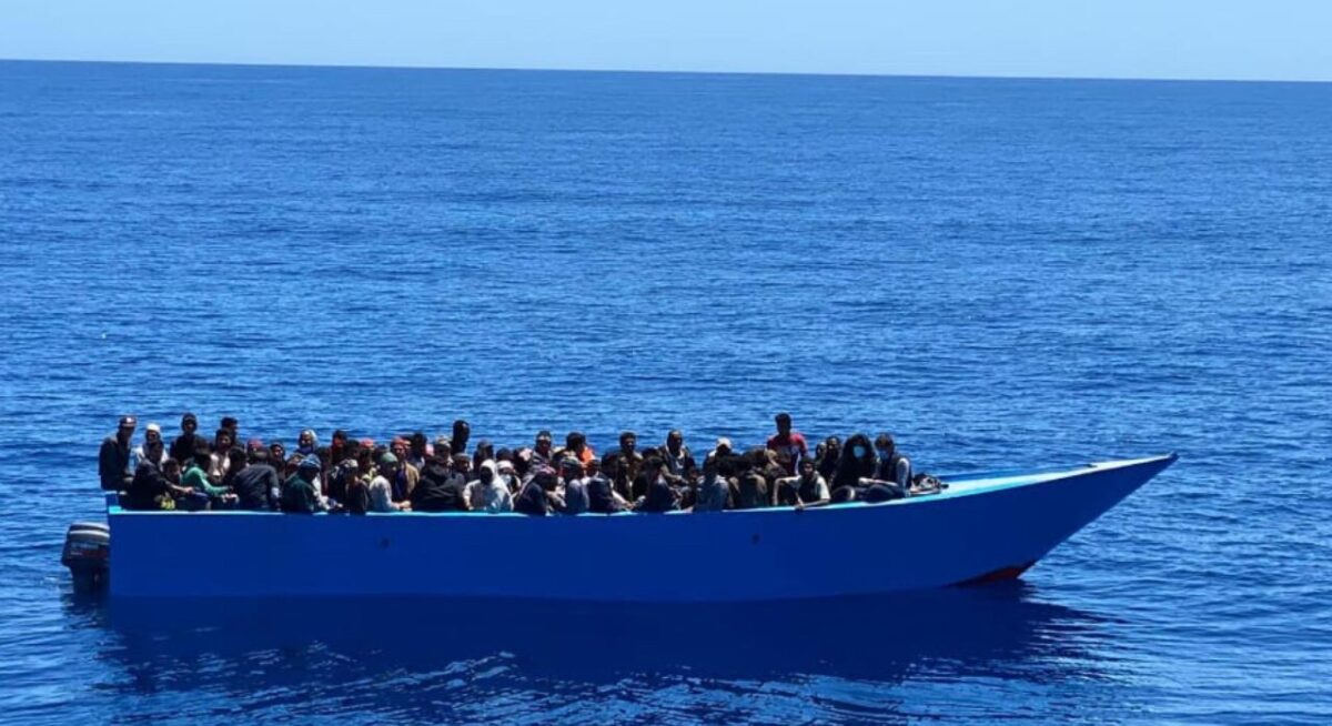 Migrants arrive at Lampedusa Island
